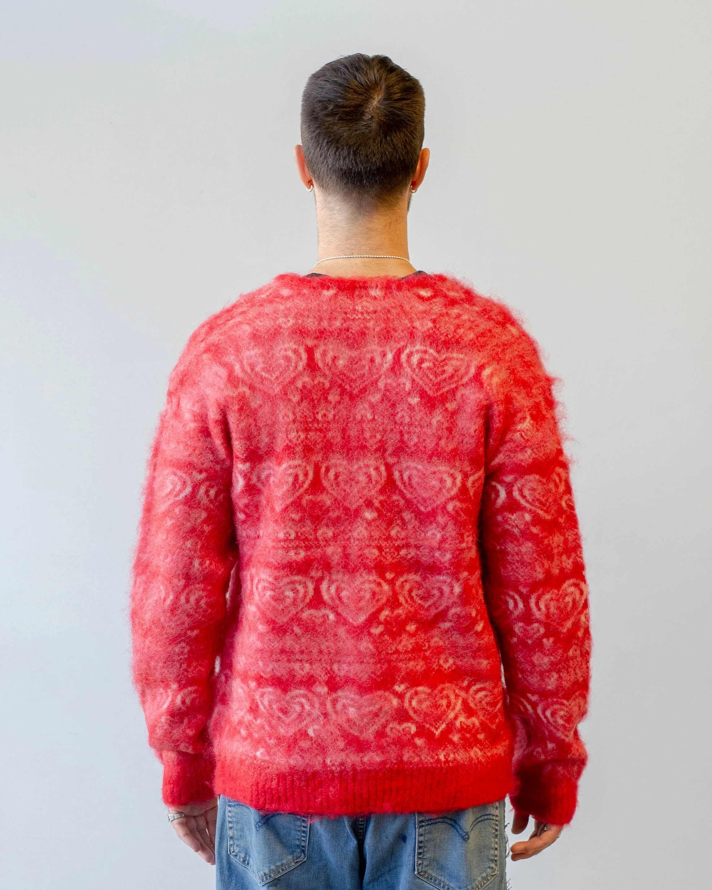 Needles Mohair Cardigan Heart Red