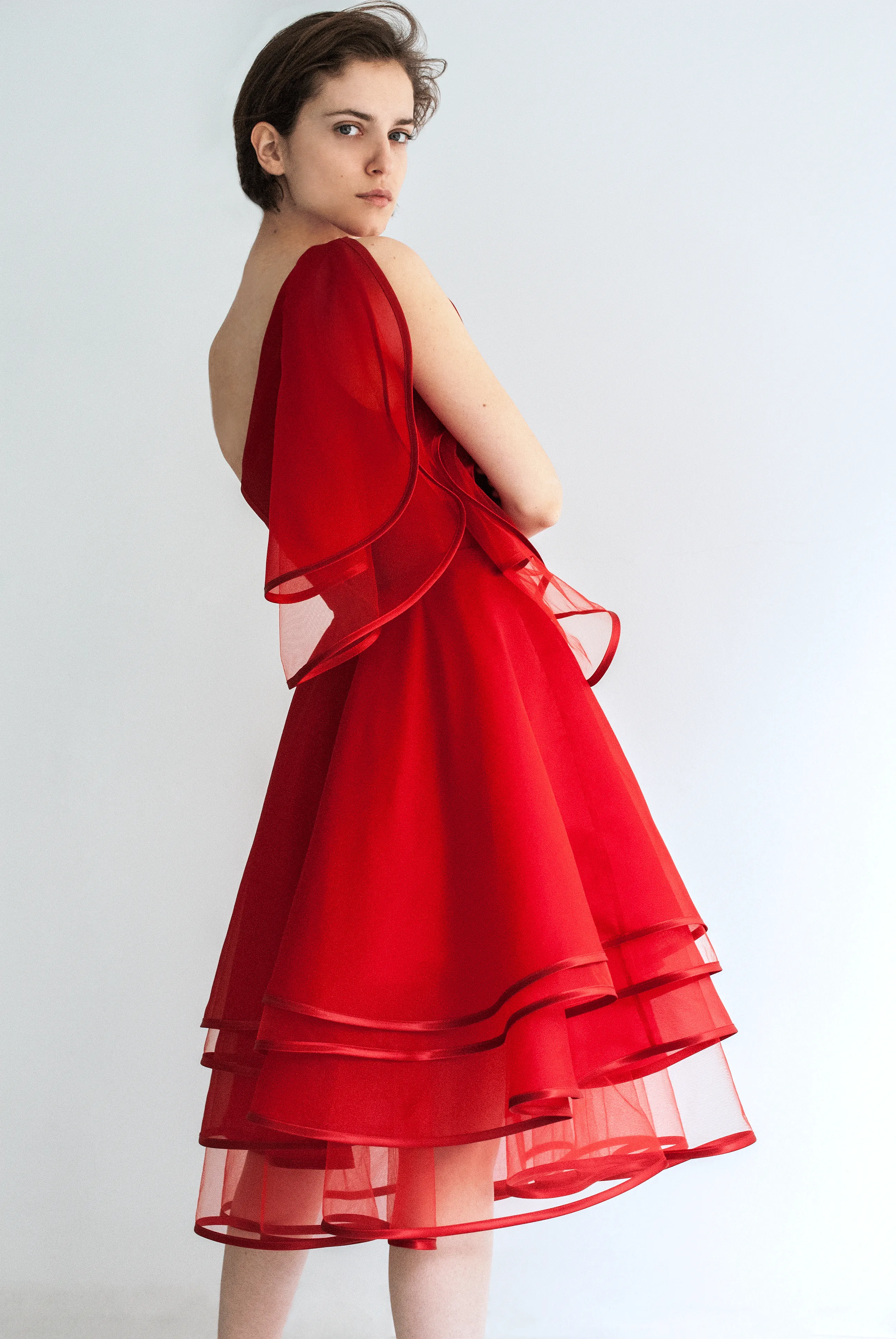 One Shoulder Organza Dress