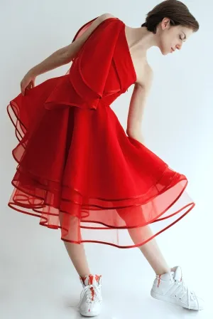 One Shoulder Organza Dress