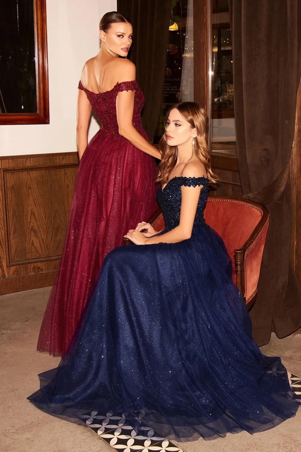 Ophelia Prom Dress Off the Shoulder Ball Gown C177AX-Navy