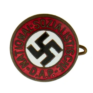 Original German WWII NSDAP Small Enamel Party Membership Badge with Pinback by Deschler & Sohn