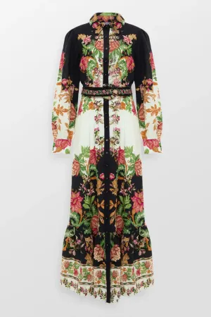 Pahi Flora Shirt Maxi Dress With Handcrafted Button And Belt