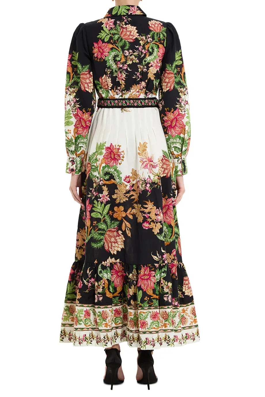 Pahi Flora Shirt Maxi Dress With Handcrafted Button And Belt