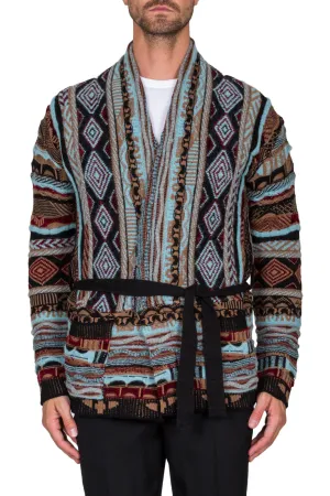 Patterned Wrap Cardigan