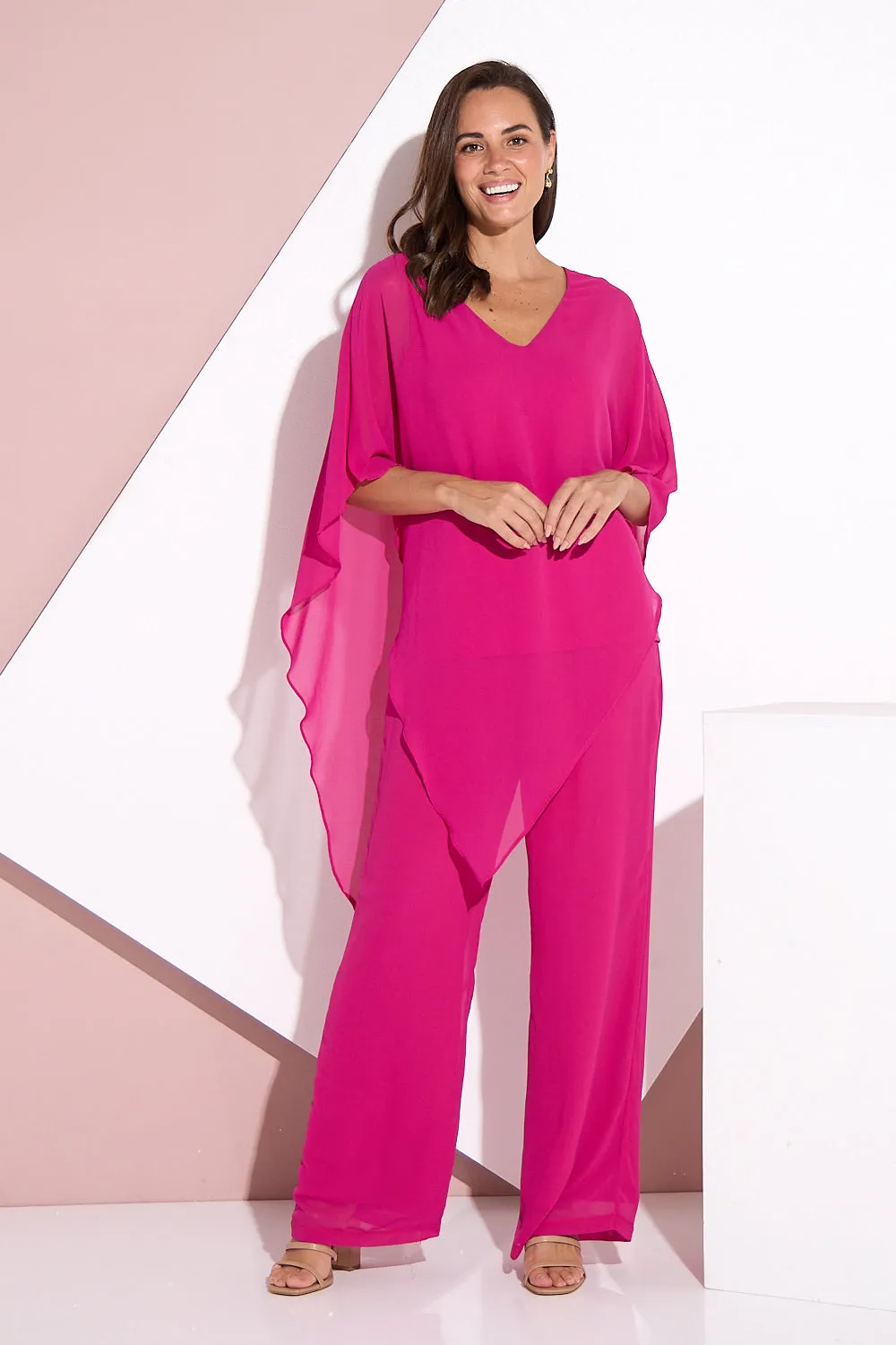 Rendezvous Chiffon Pants - Hot Pink