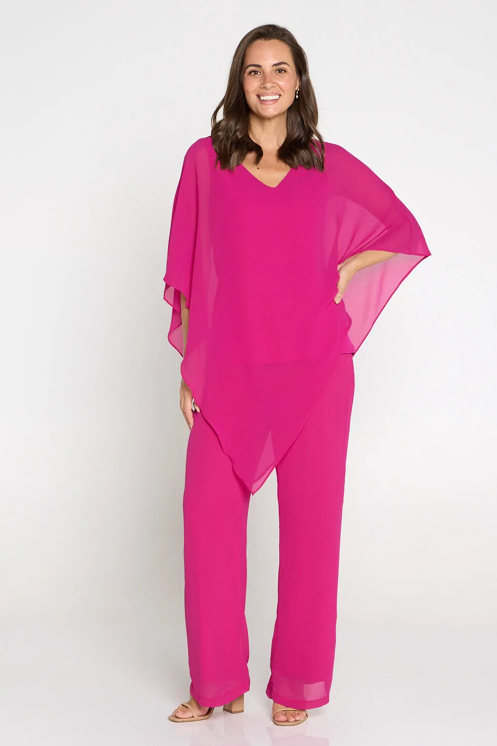 Rendezvous Chiffon Pants - Hot Pink