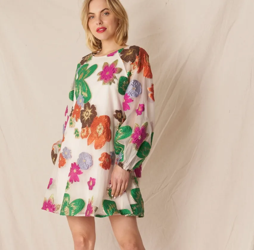 Rylan Floral Bubble Sleeve Floral Mini Dress