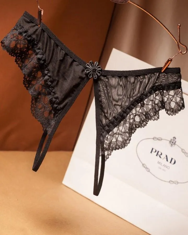 See-through Splicing Lace Low Waist Panties