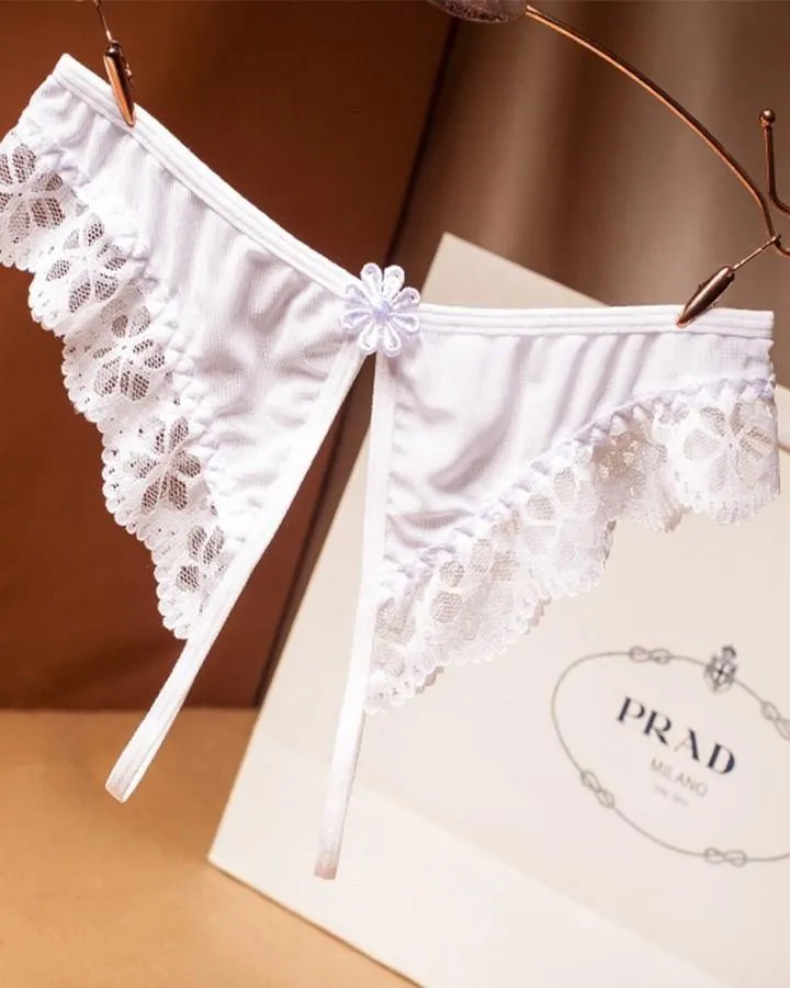 See-through Splicing Lace Low Waist Panties