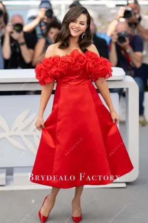 Selena Gomez Red Off Shoulder 2024 Cannes Film Festival Dress