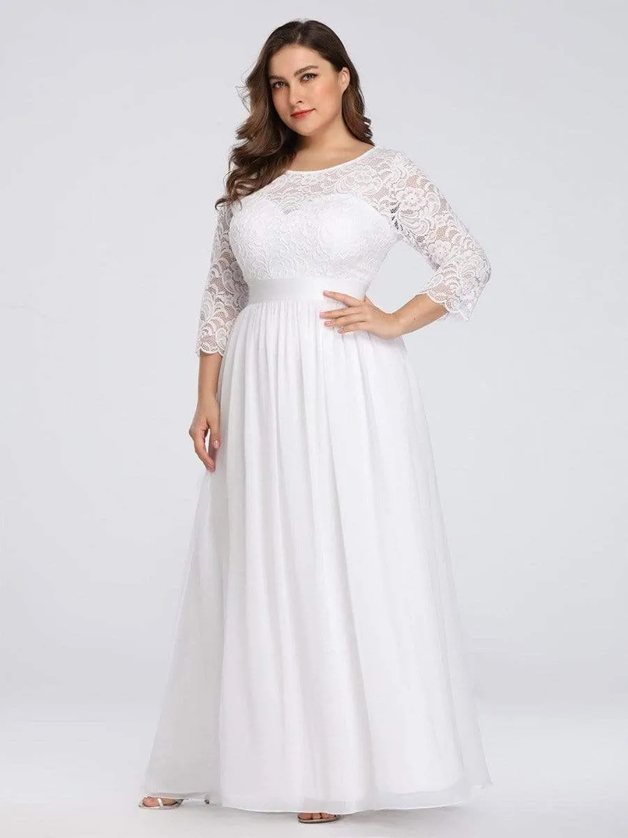 Simple Plus Size Lace Evening Dress with Half Sleeves