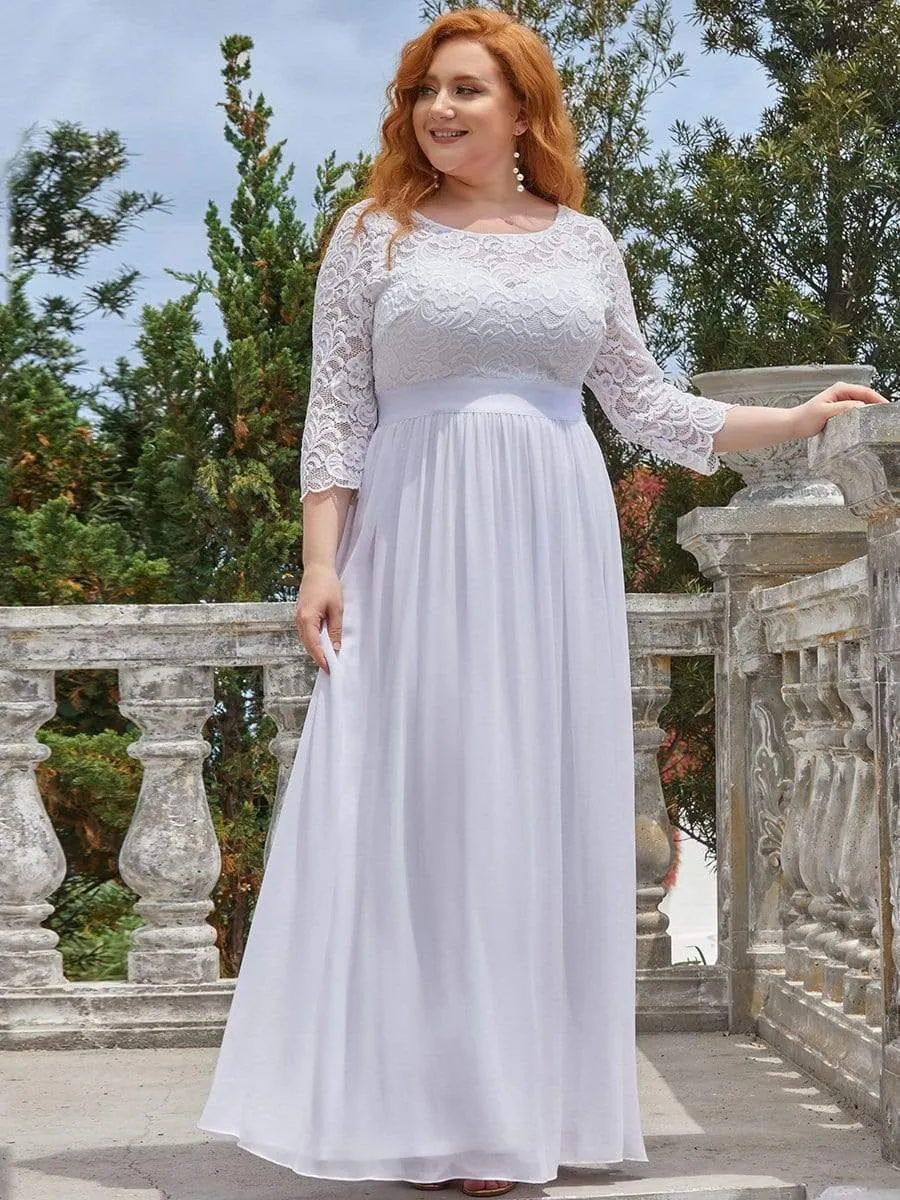 Simple Plus Size Lace Evening Dress with Half Sleeves