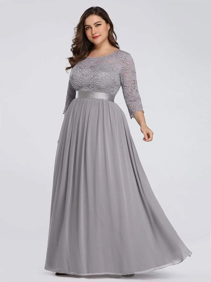 Simple Plus Size Lace Evening Dress with Half Sleeves