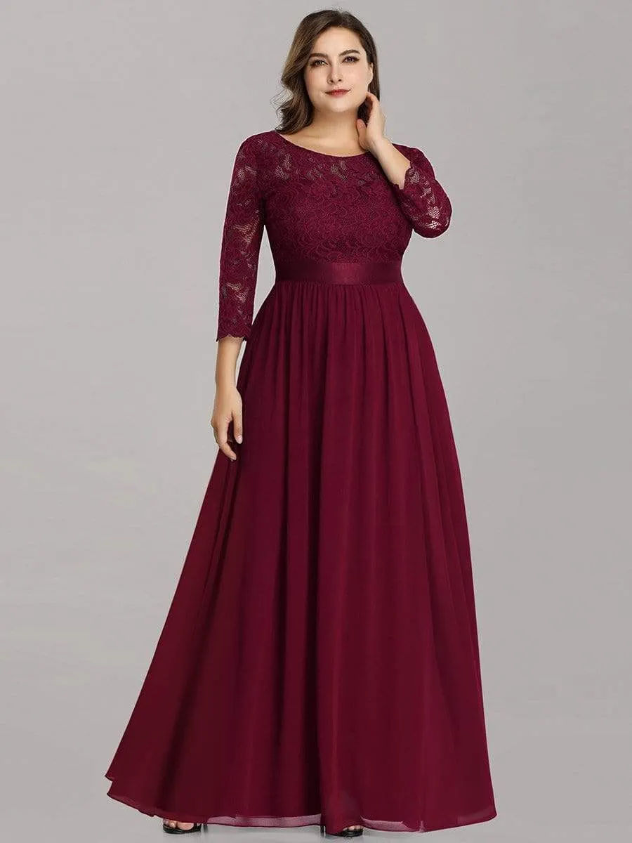 Simple Plus Size Lace Evening Dress with Half Sleeves