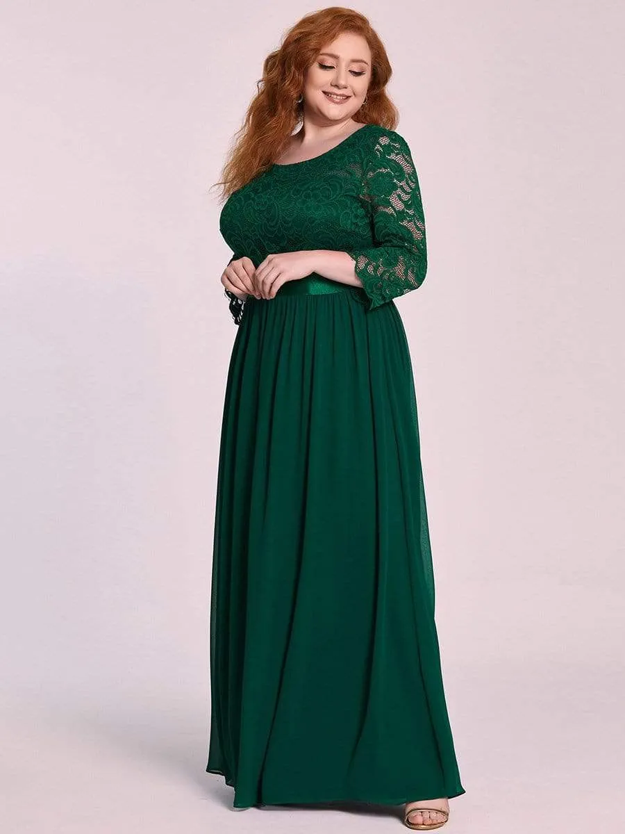 Simple Plus Size Lace Evening Dress with Half Sleeves