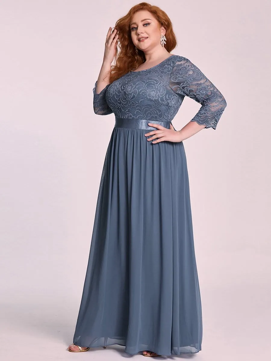 Simple Plus Size Lace Evening Dress with Half Sleeves