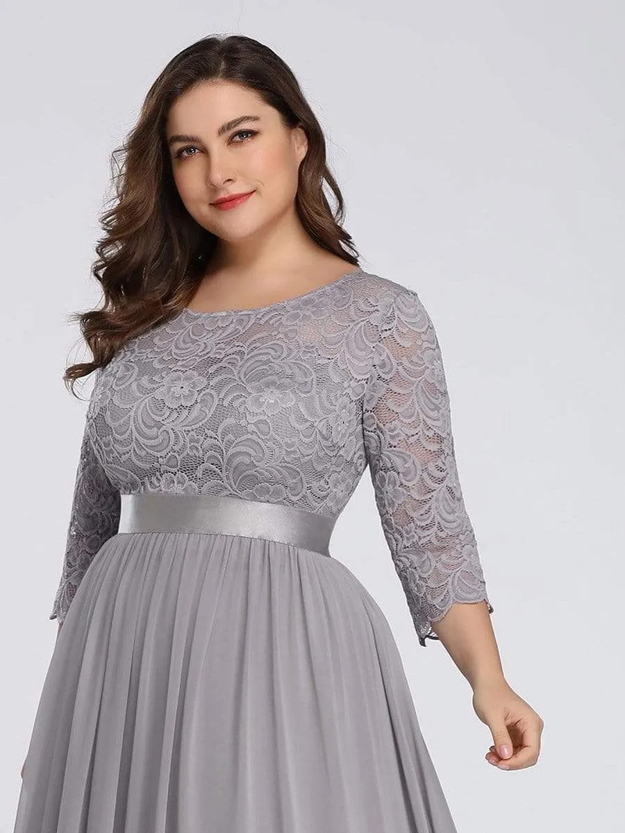 Simple Plus Size Lace Evening Dress with Half Sleeves