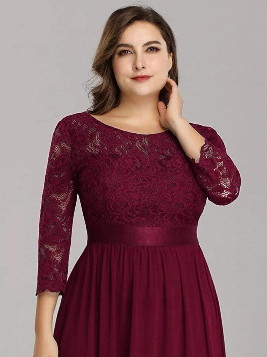 Simple Plus Size Lace Evening Dress with Half Sleeves