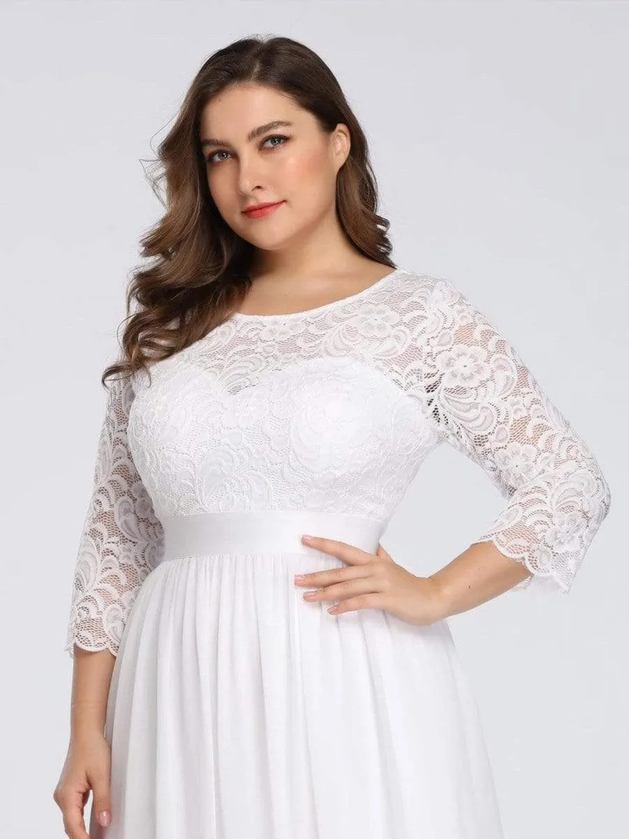 Simple Plus Size Lace Evening Dress with Half Sleeves