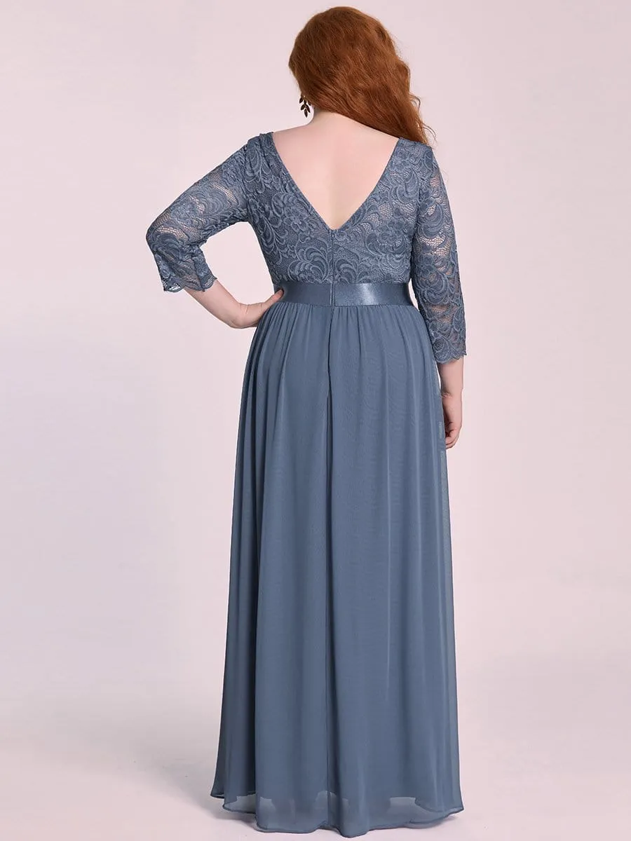 Simple Plus Size Lace Evening Dress with Half Sleeves