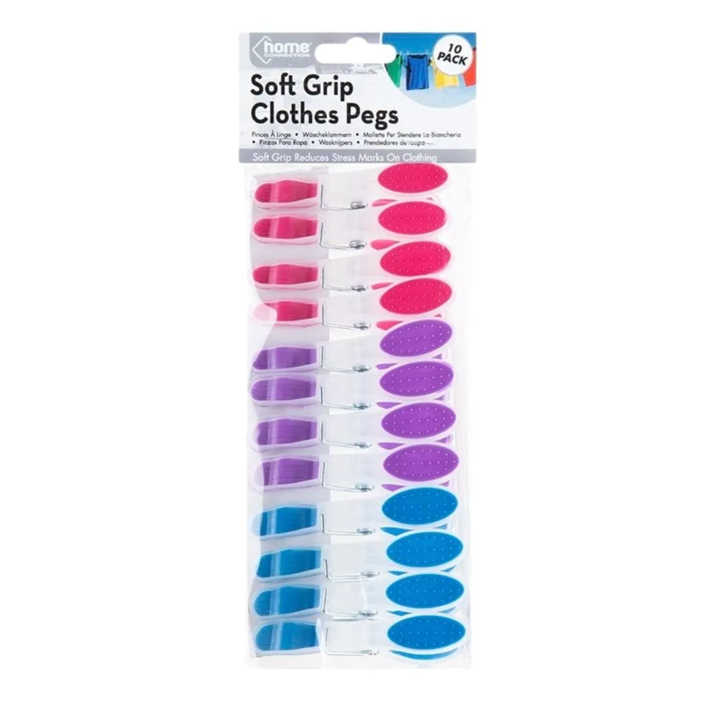 Soft Grip Clothes Pegs - 10 Pack