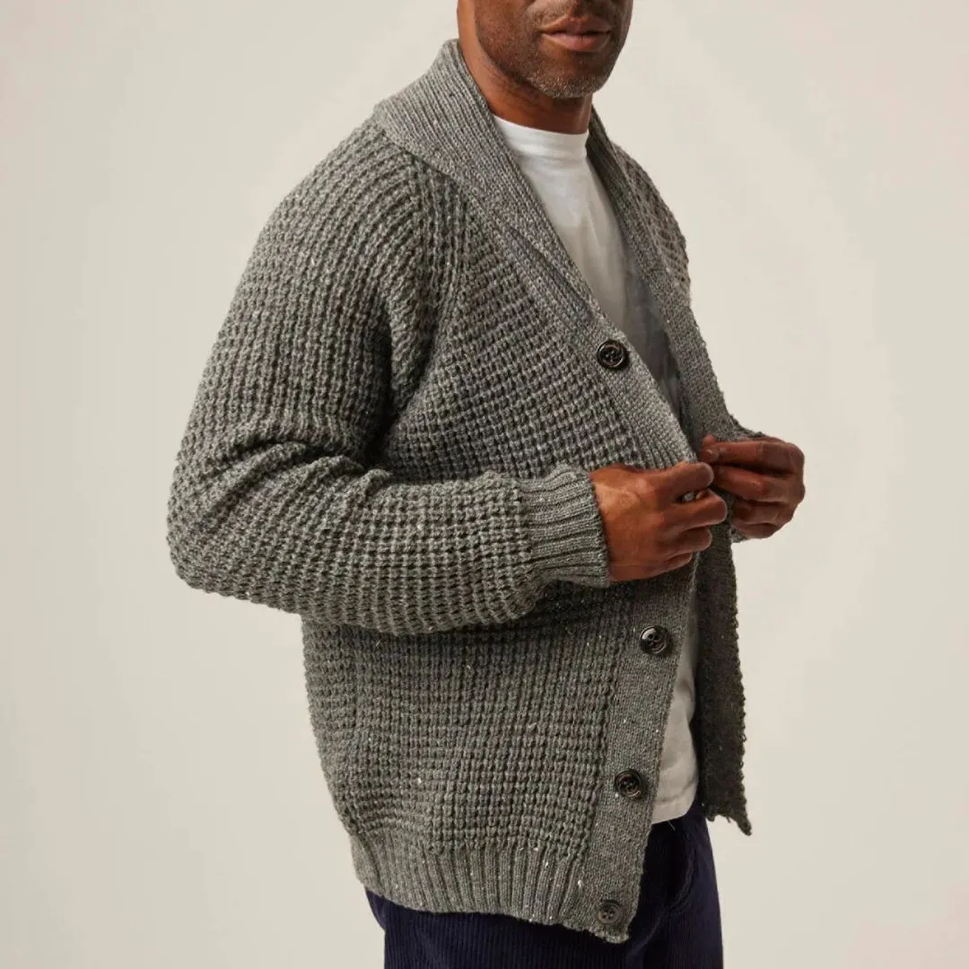 Steel Waffle Shawl Wool Cardigan