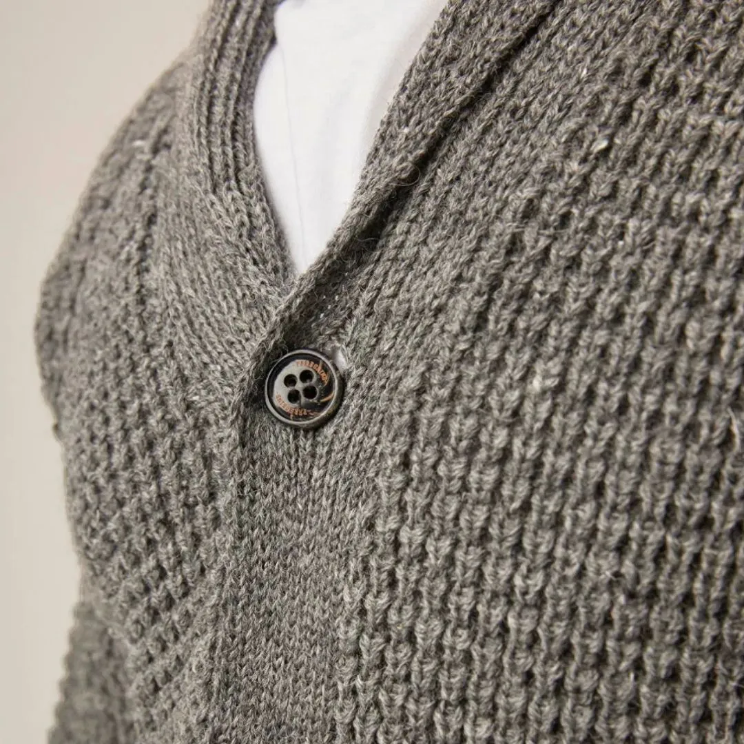 Steel Waffle Shawl Wool Cardigan