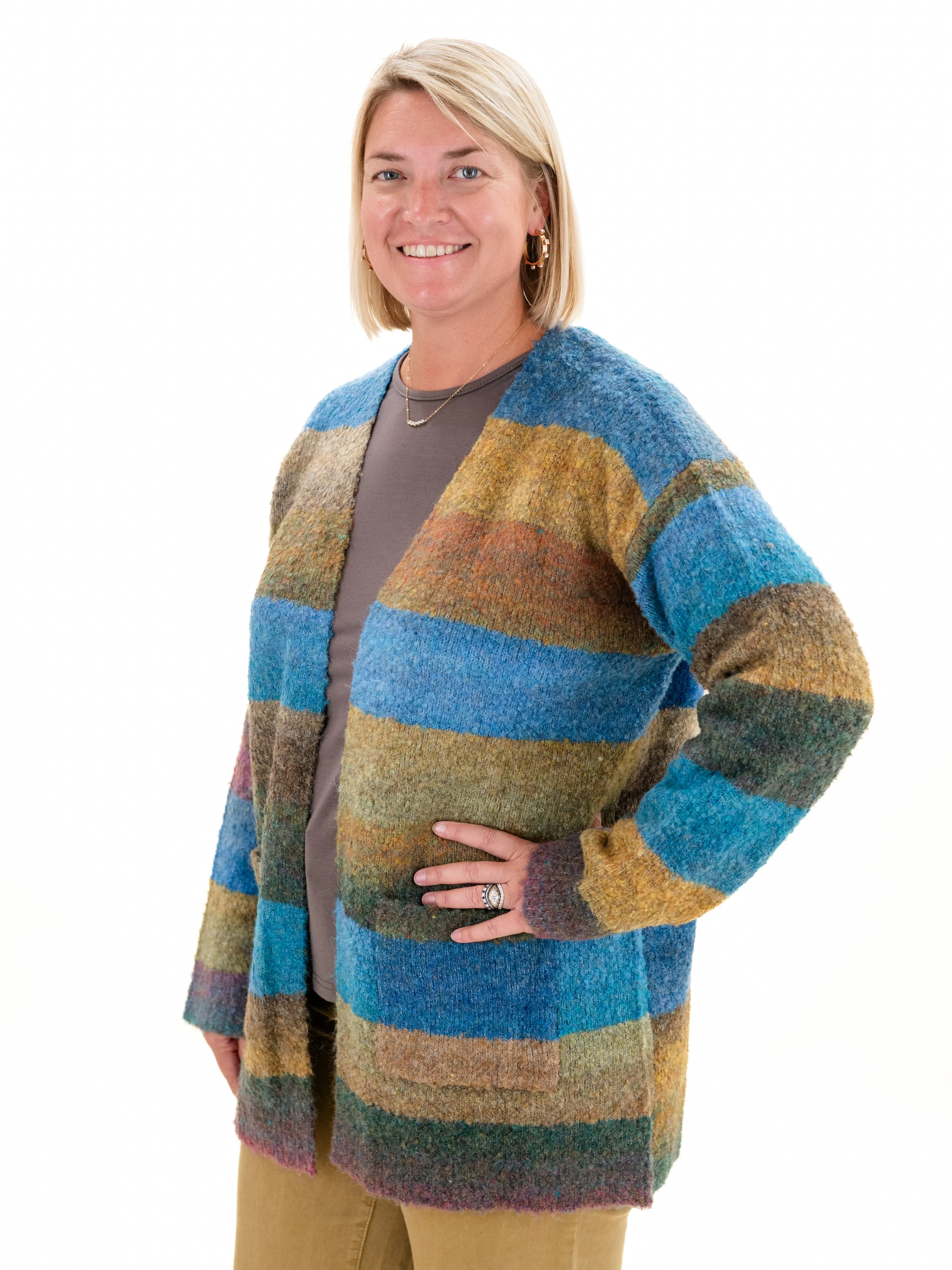 Striped Space Dye Cardigan by FDJ