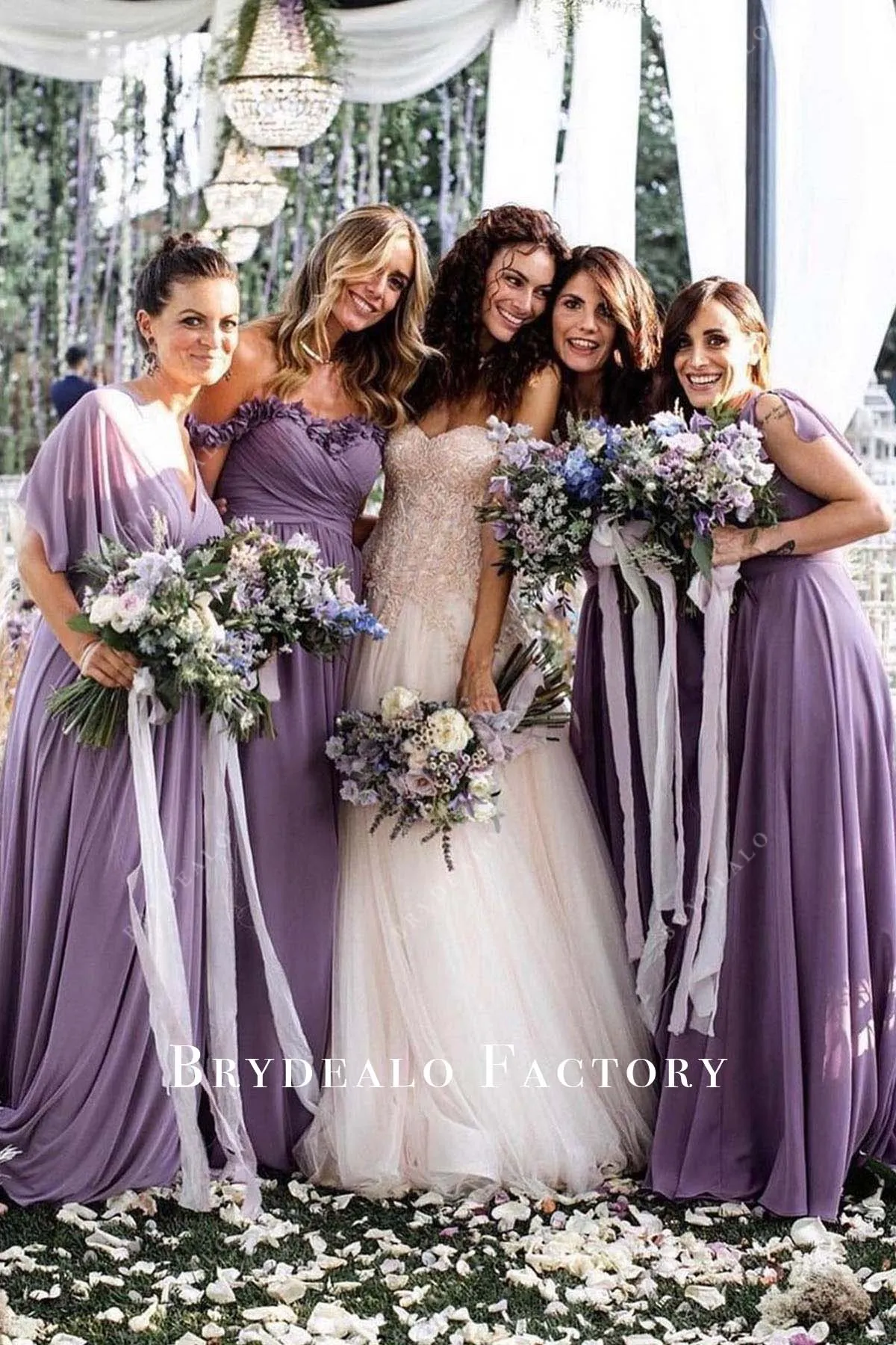 Floor Length Mismatched Tahiti Chiffon Bridesmaid Dresses - Ideal for E-commerce Listing