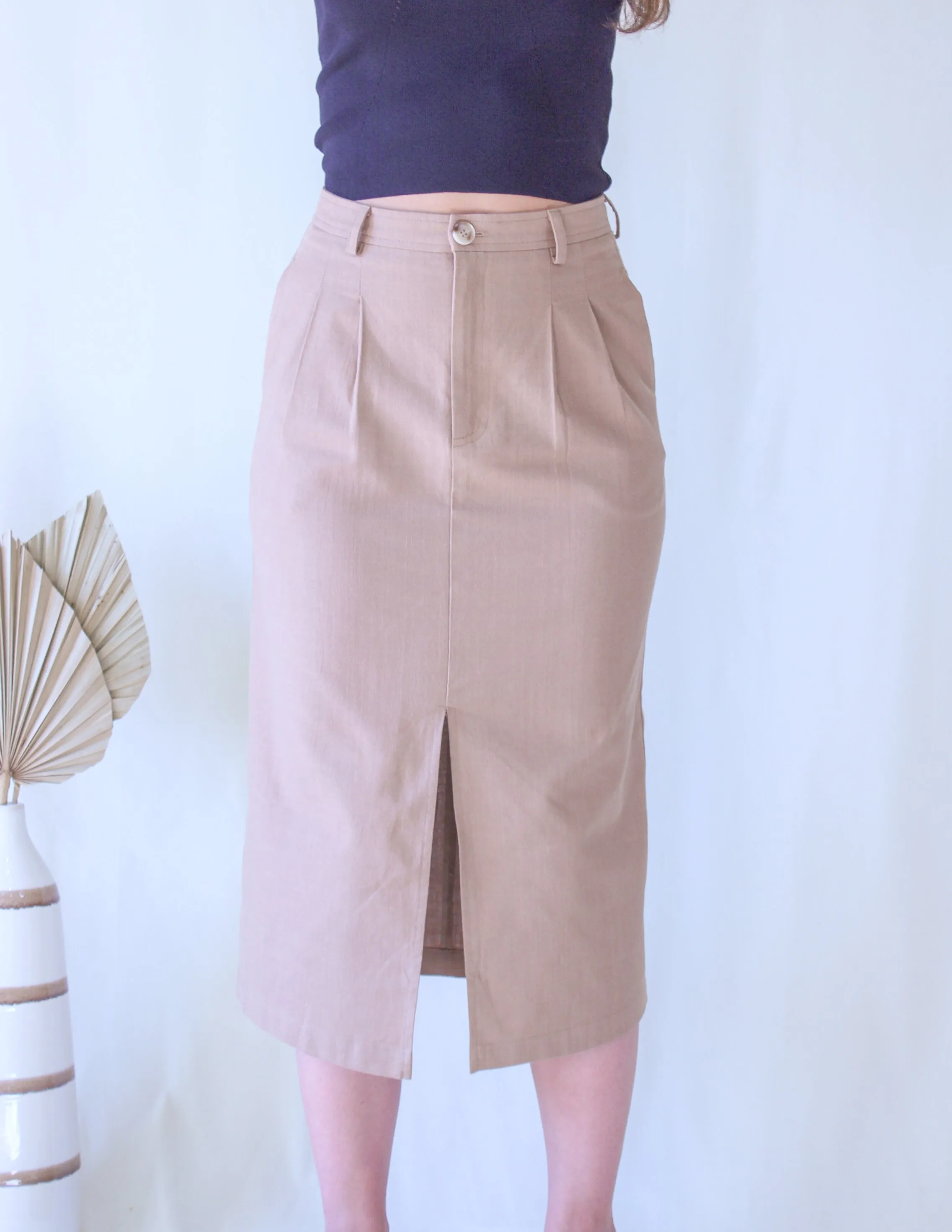 Taupe Pleated Skirt