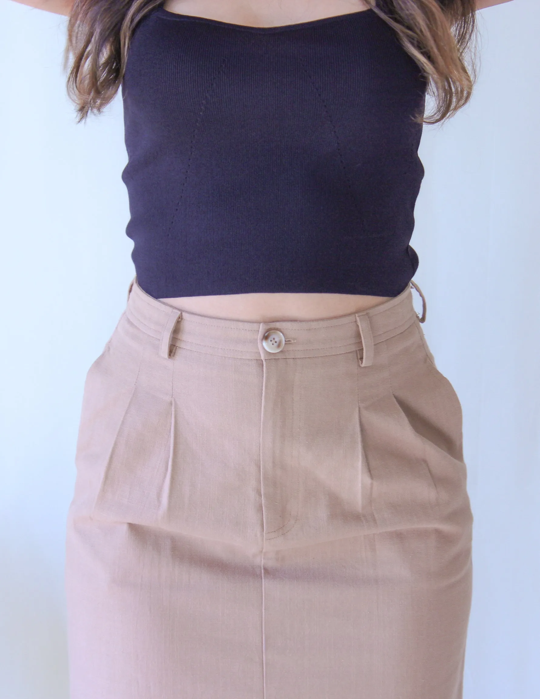 Taupe Pleated Skirt