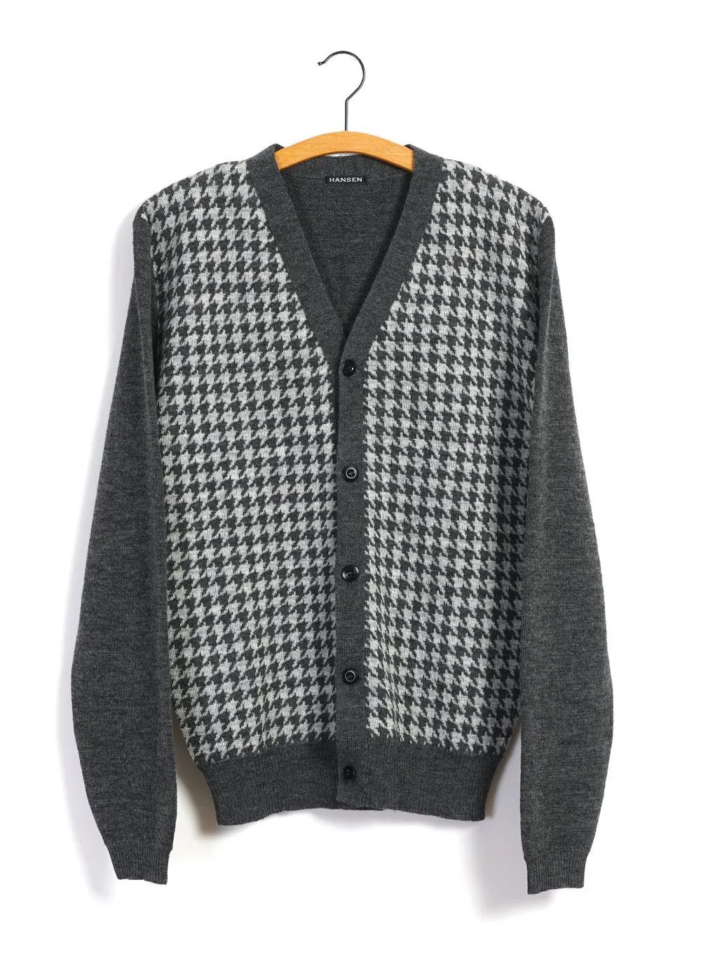 THOMAS | Hounds Tooth Cardigan | Grey Hound