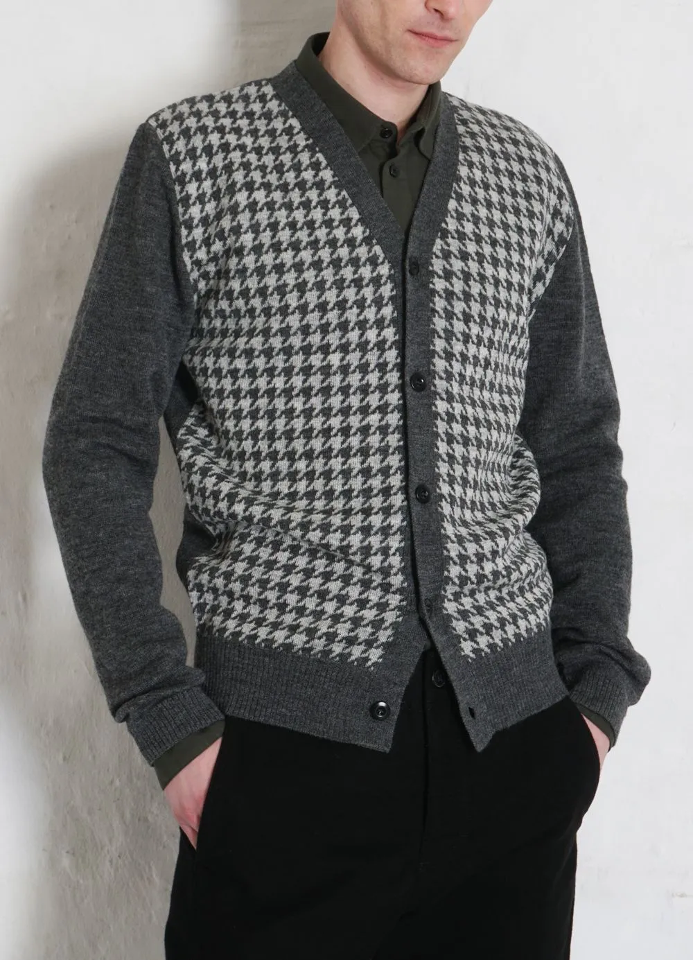 THOMAS | Hounds Tooth Cardigan | Grey Hound