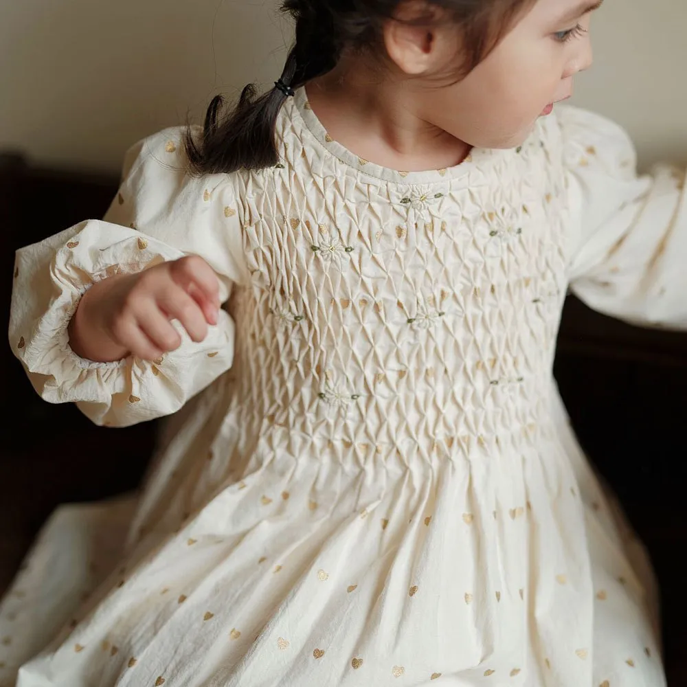 Timeless Elegance with Lantern Sleeves Smocked Dress for Little Girls