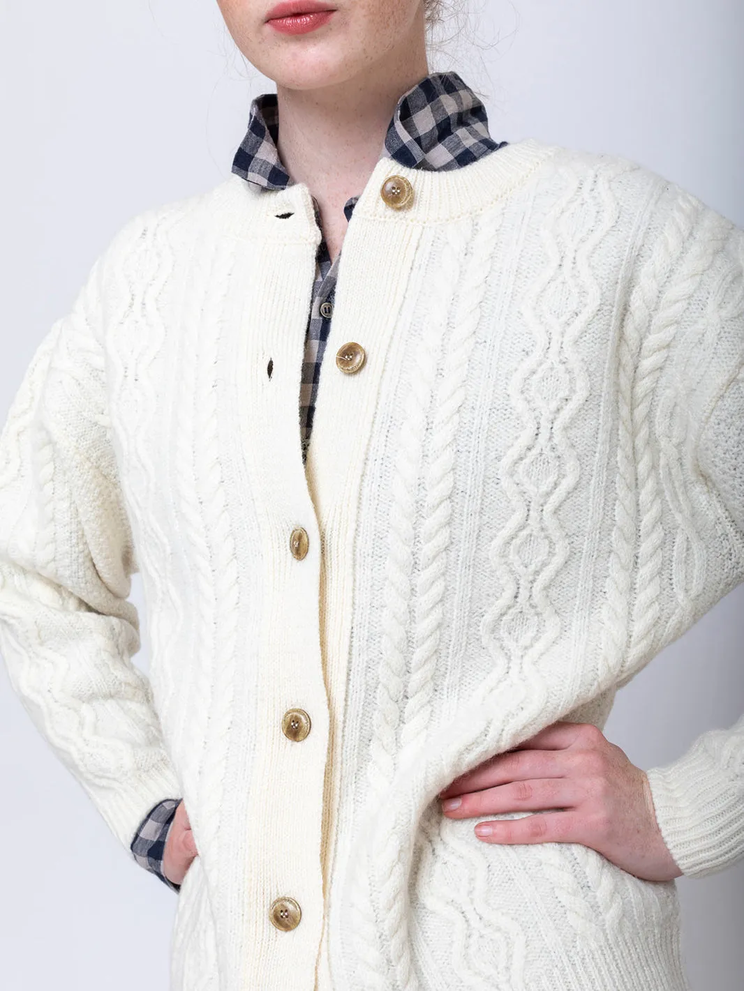 Two-Way Cable Cardigan - Natural