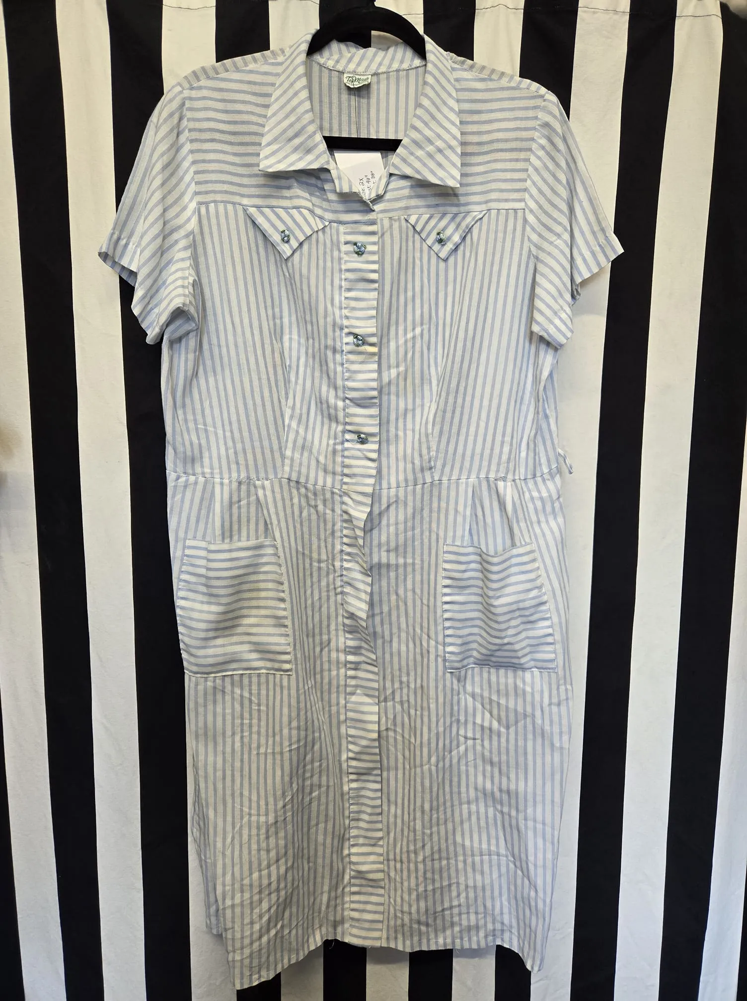 Vintage 60's Blue and White Striped Dress