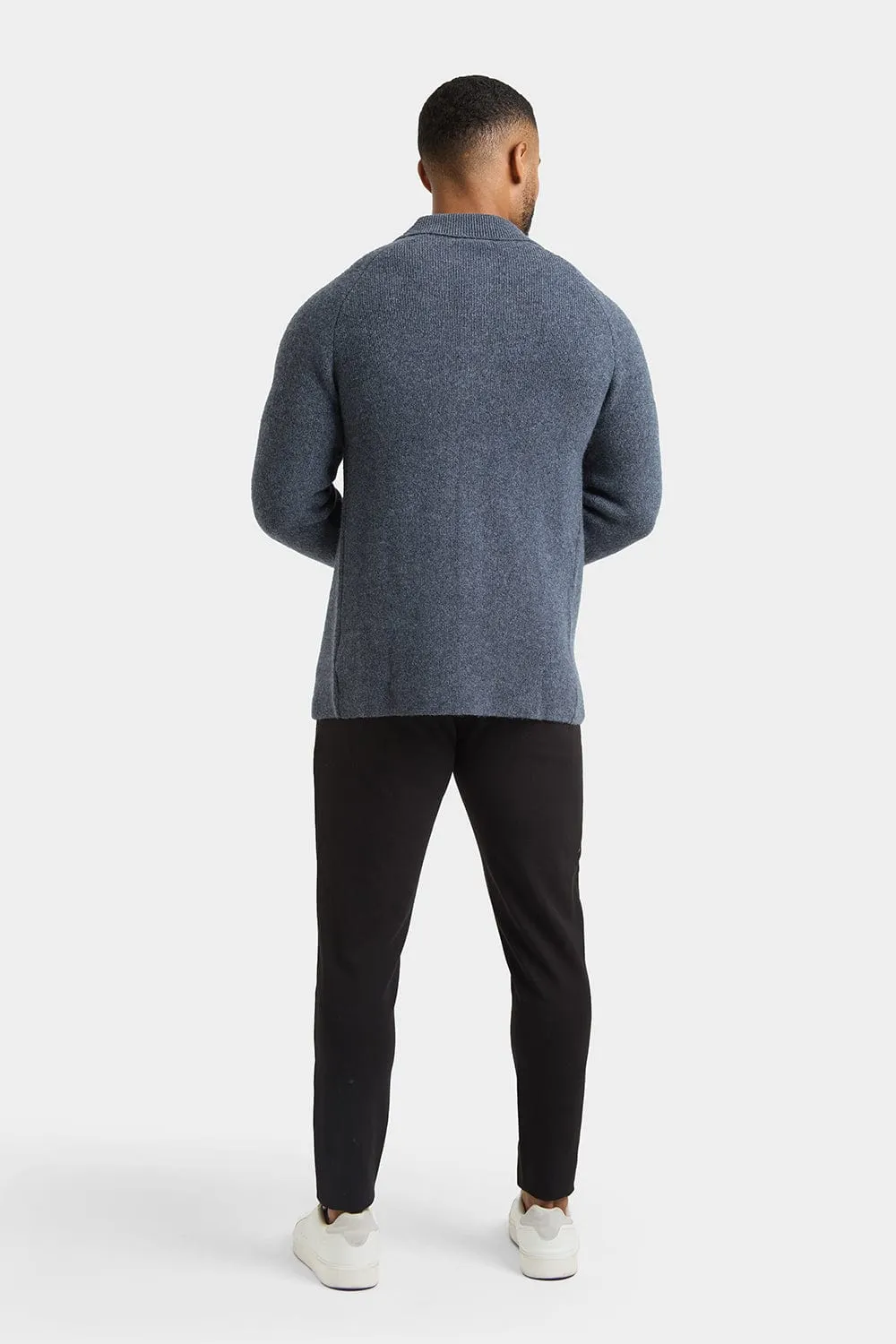 Wool Button Through Cardigan in Dark Grey Marl